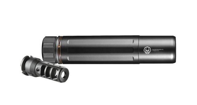 Dead Air Sandman S 30 Cal (7.62mm), Rated Up To 300 RUM, 6.80" L, Black Stainless Steel, 5/8"-24 tpi QD KeyMo Muzzle Brake Suppressor