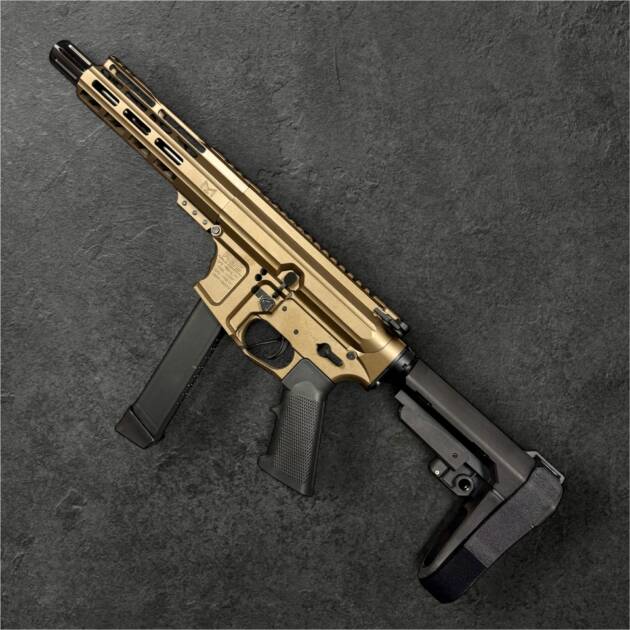 ABC Rifle Co. Slick Side AR-9 Pistol 7" Barrel MLOK Handguard- Bronze w/ SB Tactical SBA3 Brace