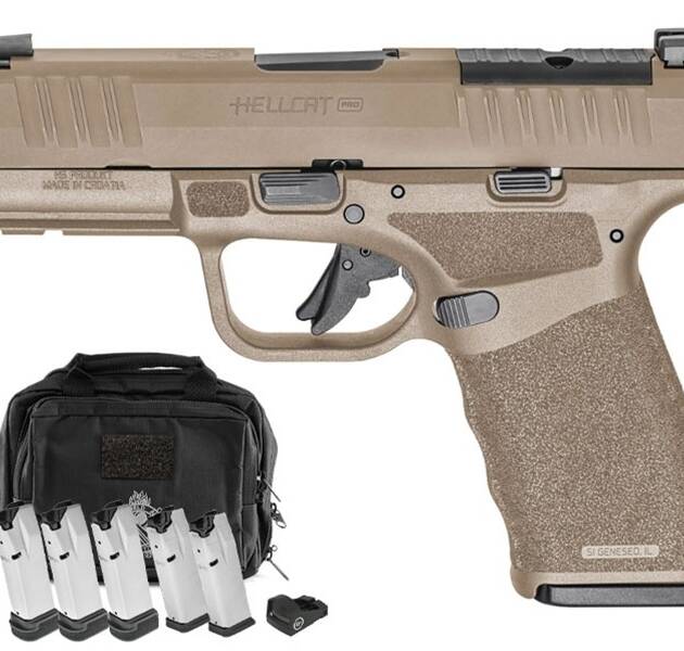 Springfield Armory Hellcat Pro OSP Flat Dark Earth 9mm 3.7" Barrel 15/17-Rounds 5 Mags, CT1500 Red Dot