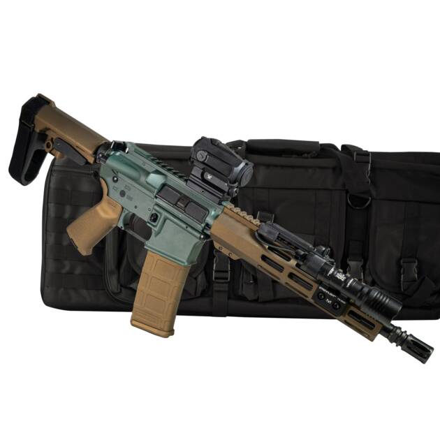 Shark Coast Tactical Goblin Bundle 5.56 NATO 30+1 10.50" Threaded Barrel, Aluminum Receiver w/Picatinny Rail, M-LOK Handguard, Polymer SB Tactical SBA3 Brace, Magpul Grip, Vortex Crossfire Red Dot, Streamlight ProTac Rail Light 2