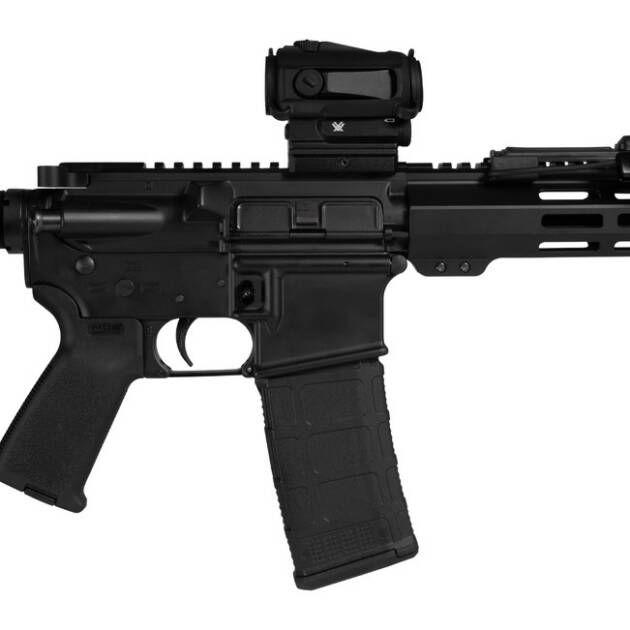 Shark Coast Tactical Midnight Bundle 300 Blackout 30+1 8" Threaded Barrel, Aluminum Receiver w/Picatinny Rail, M-LOK Handguard, Polymer SB Tactical SBA3 Brace, Streamlight ProTac Rail Light 2, Vortex Crossfire Red Dot
