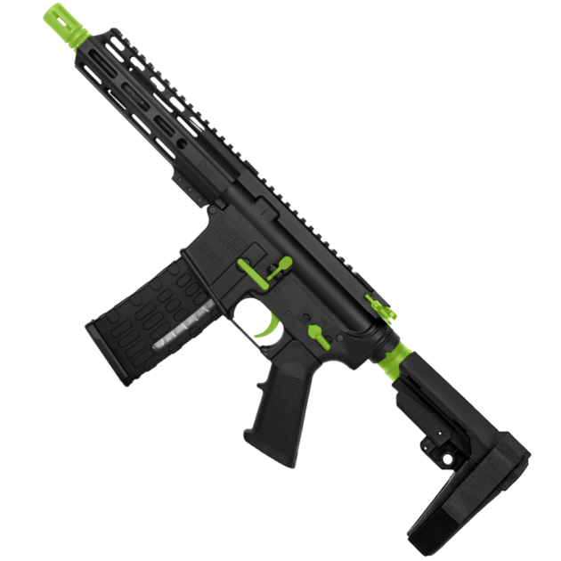 ABC RIFLE CO. AR-15 Two-Tone Semi Auto .223 5.56 Pistol 7.5" Barrel 7" Custom D-Cut Front MLOK Handguard - Black and Zombie Green