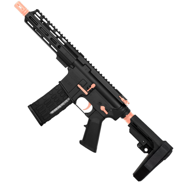 ABC RIFLE CO AR-15 Two-Tone Semi Auto .223 5.56 Pistol 7.5" Barrel 7" Custom D-Cut Front MLOK Handguard - Black and Rose Gold