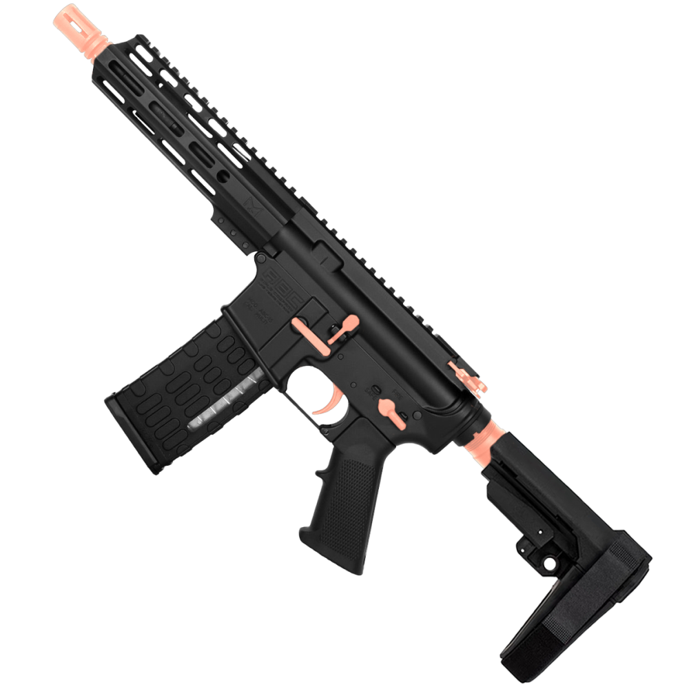 ABC RIFLE CO AR-15 Two-Tone Semi Auto .223 5.56 Pistol 7.5" Barrel 7" Custom D-Cut Front MLOK Handguard - Black and Rose Gold